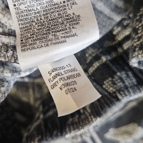 Old Navy Pajama Pants Mens Large Tall Gray Flannel Straight Polar Bear Lounge - Picture 5 of 7